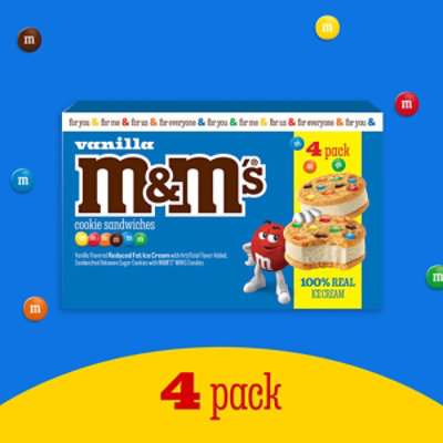 M&M'S Vanilla Ice Cream Cookie Sandwiches Reduced Fat Dessert - 4-16 Oz - Image 3