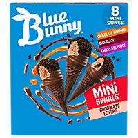 Blue Bunny Mini Swirls Chocolate Lovers Cone Frozen Dessert for Winter - 8 Count - Image 1