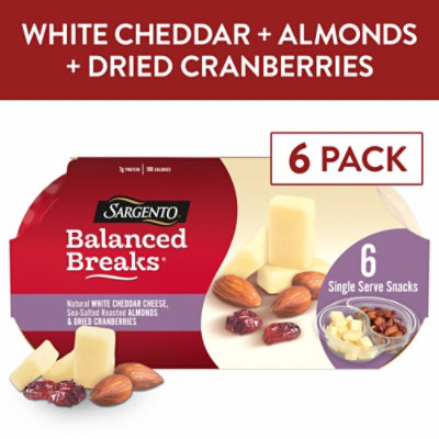 Sargento Balanced Breaks White Cheddar Cheese Roasted Almonds Dried Cranberries - 6-1.5 Oz - Image 1