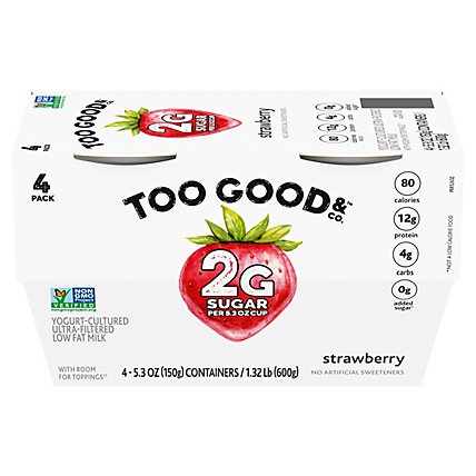 Two Good Strawberry Low Fat Lower Sugar Greek Yogurt - 4-5.3 Oz - Image 1