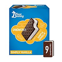 Blue Bunny Simply Vanilla Frozen Dessert Sandwich - 9 Count - Image 1