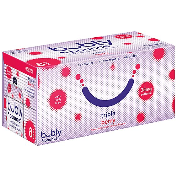 Bubly Bounce Sparkling Water Caffeinated Triple Berry - 8-12 Fl. Oz.