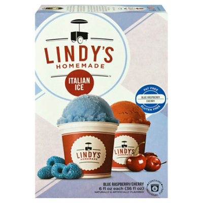 Lindys Homemade Italian Ice Rspbry Chry - 36 OZ