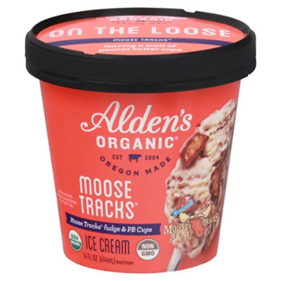 Alden's Organic Moose Tracks Fudge & PB Cup Ice Cream - 14 Oz - Image 1