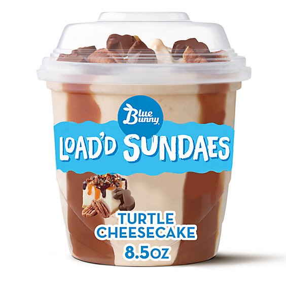 Blue Bunny Load'd Sundaes Turtle Cheesecake Frozen Dessert Cup For Fall - 8.5 Fl. Oz.