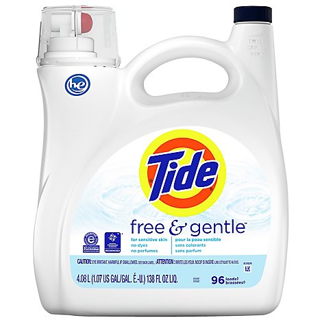 Tide Free & Gentle HE Compatible Liquid Laundry Detergent 96 Loads - 138 Fl. Oz.