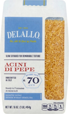 Delallo Pasta Bag Acini Di Pepe - 16 OZ - Image 2