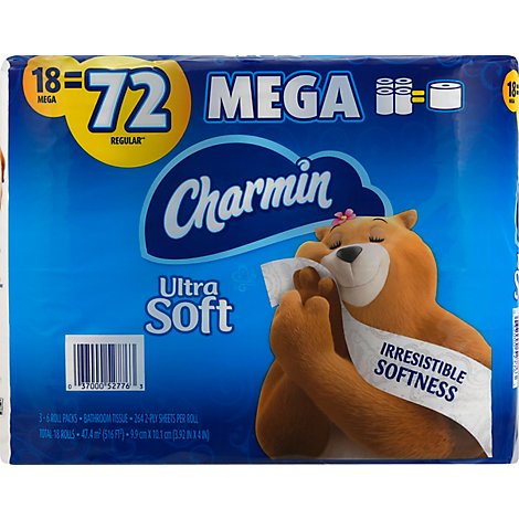 Charmin Ultra Soft 264 sheets per Mega Roll Toilet Paper - 18 Roll