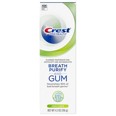 Crest Pro Health Toothpaste Anticavity Fluoride Breath Purify & Gum Deep Clean - 4.1 Oz