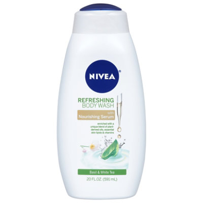 NIVEA Body Wash Refreshing Basil & White Tea With Nourishing Serum - 20 Fl. Oz.