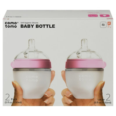 Comotomo Natural Feel It Baby Bottle Pink 5oz - 2 CT - Image 3