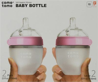 Comotomo Natural Feel It Baby Bottle Pink 5oz - 2 CT - Image 2