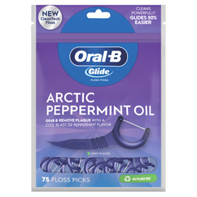 Oral-B Glide Peppermint Dental Floss Picks with ArCountic Peppermint Oil Flavor - 75 Count