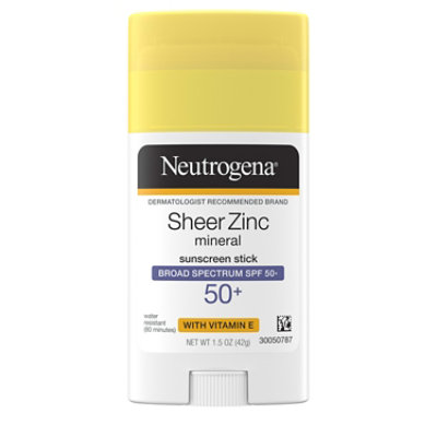 Neutrogena Sheer Zinc Sunscreen Stick Spf50 - 1.5 OZ