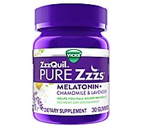 Vicks ZzzQuil Pure Zzzs Melatonin Sleep Aid Gummies + Chamomile & Lavender - 30 Count
