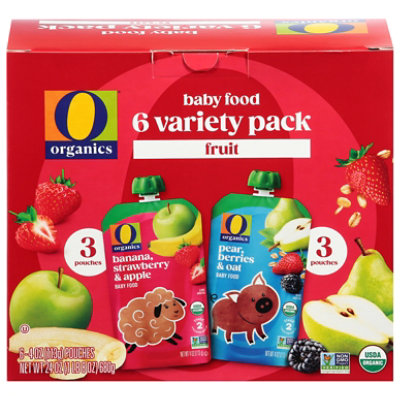 O Organics Baby Fd Fruit Variety Pack Pouch - 6-4 OZ