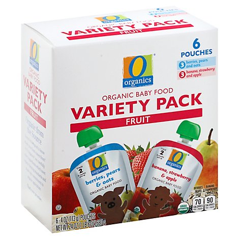 O Organics Baby Fd Fruit Variety Pack Pouch - 6-4 OZ