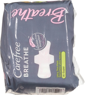 Carefree Breathe Ultra Thin Super Pads with Wings - 14 Count - Image 4