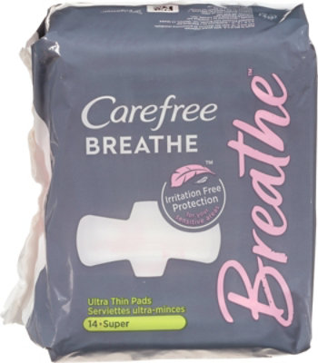 Carefree Breathe Ultra Thin Super Pads with Wings - 14 Count - Image 2