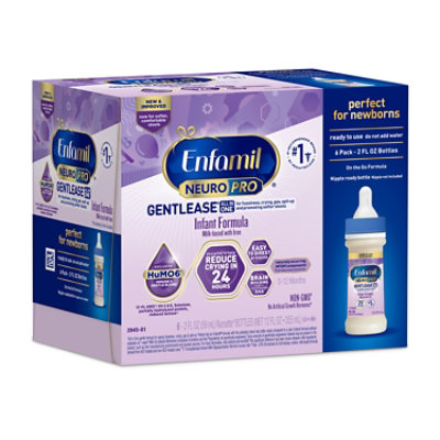 Enfamil NeuroPro Gentlease Ready-to-Feed Baby Formula for Easing Fussiness, Gas, Spit-up in 24hrs, 2 fl oz Bottle, 6 Count