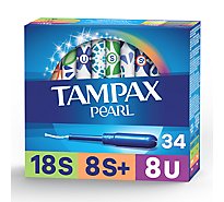 Tampax Pearl Tampons Trio Pack Super/Super Plus/Ultra Absorbency Unscented - 34 Count