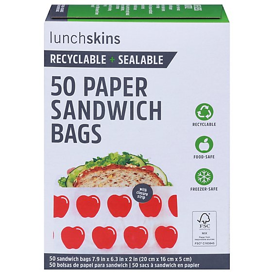 Lunchskins Bag Paper Sandwich Apple - 50 CT
