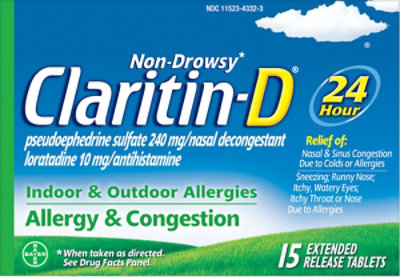 Claritin D 24 Hour Allergy And Congestion Tablets - 15 CT - Image 2