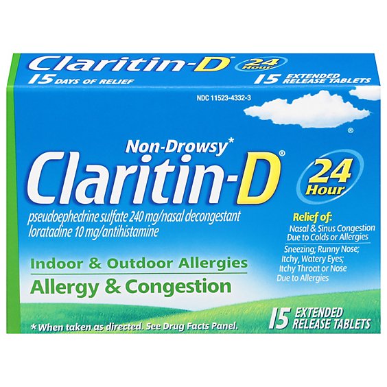 Claritin D 24 Hour Allergy And Congestion Tablets - 15 CT