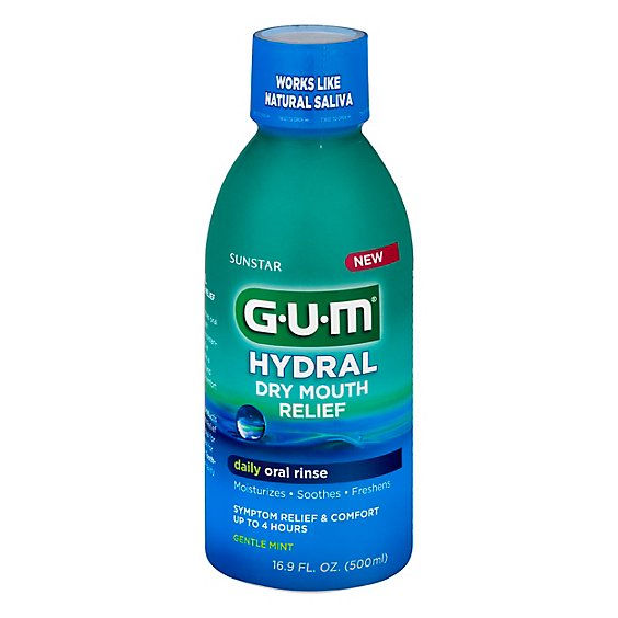 Gum Hydral Dry Mouth Relief Rinse Gentle Mint - 16.9 FZ