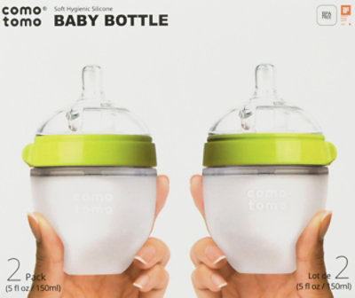 Comotomo Natural Feel It Baby Bottle Green 5oz - 2 CT - Image 2