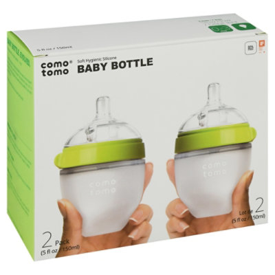 Comotomo Natural Feel It Baby Bottle Green 5oz - 2 CT - Image 1