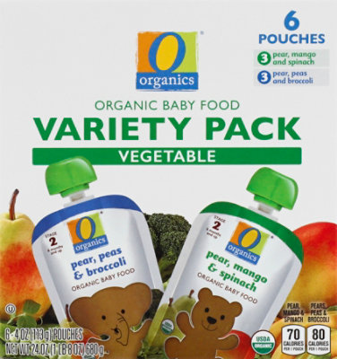O Organics Baby Fd Vegetable Variety Pk Pouch - 6-4 OZ