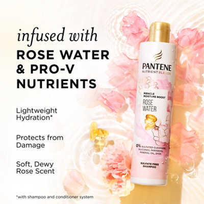 Pantene Pro-V Shampoo Nutrient Blends Miracle Moisture Boost With Rose Water Sulfate Free - 9.6 Oz - Image 2