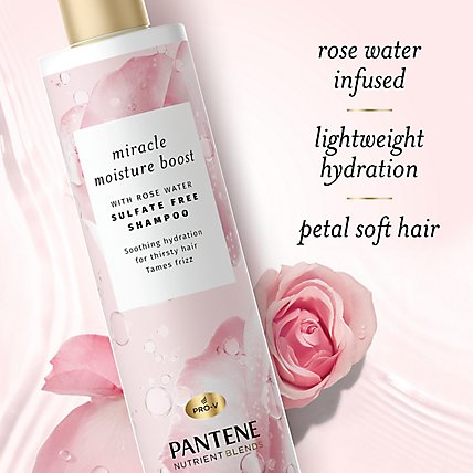 Pantene Pro-V Shampoo Nutrient Blends Miracle Moisture Boost With Rose Water Sulfate Free - 9.6 Oz - Image 6