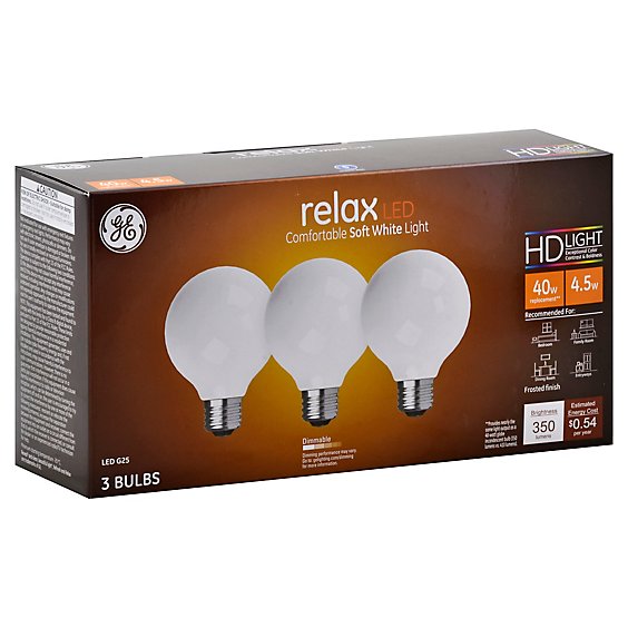 Ge 40w Eq Hd Relax G25 Frosted - 3 CT