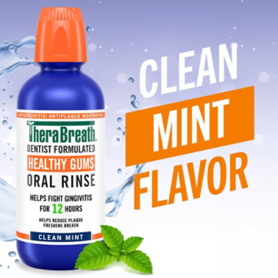 TheraBreath Clean Mint Antigingivitis Healthy Gums Mouthwash - 16 Fl. Oz. - Image 2