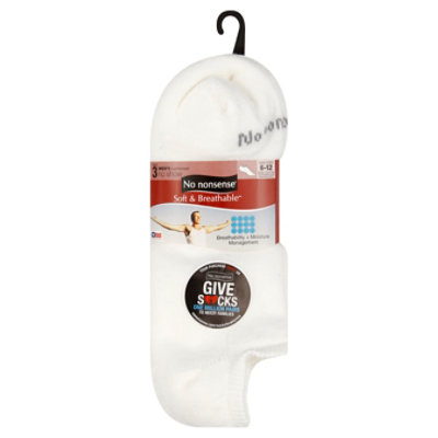 No Nonsense Socks Mens Soft No Show White 6-12 - 3 PR - Image 1
