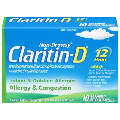 Claritin D 12 Hour Allergy And Congestion Tablets - 10 CT