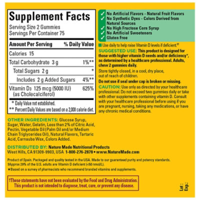 Nature Made Vitamin D 125mcg Gummies - 150 CT - Image 4