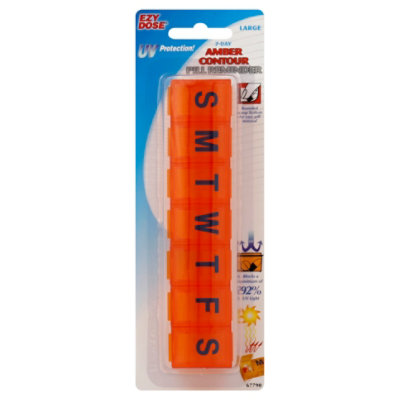Ez Dose 7 Day Large Amber Contour Pill Reminder - EA