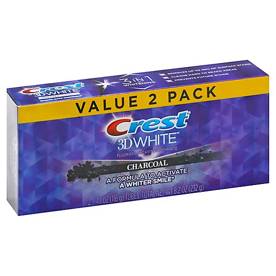 Crest 3D White Toothpaste Whitening Charcoal Value Pack - 2-4.1 Oz