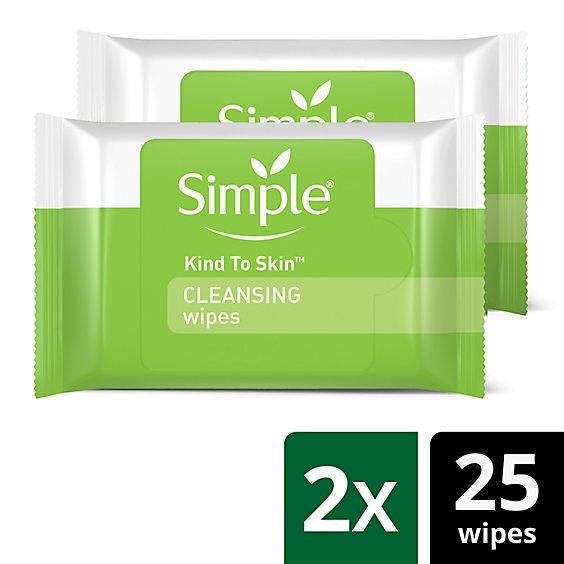 Simple Facial Care Cleansing Wipes - 2-25 CT