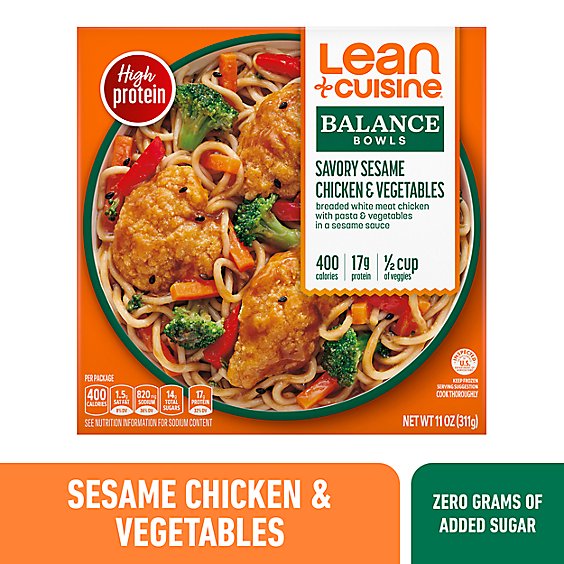 Lean Cuisine Savory Sesame Chicken and Vegetables Bowl Frozen Entree Box - 11 Oz