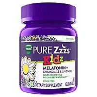 Vicks PURE Zzzs Kidz Melatonin Sleep Aid Gummies for Children Berry Flavor - 30 Count - Image 1
