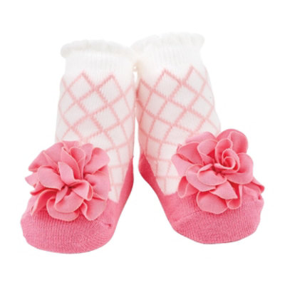 Mud Pie Pink Lattice Flower Socks - EA - Image 1