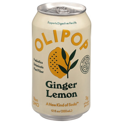 OLIPOP Ginger Lemon Prebiotic Soda Can - 12 Fl. Oz. - Image 1