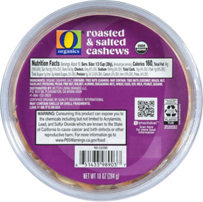 O Organics Cashews Roasted Salted - 10 Oz - Image 1