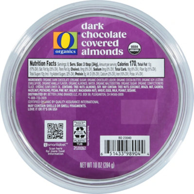 O Organics Almonds Dark Chocolate - 10 Oz - Image 1