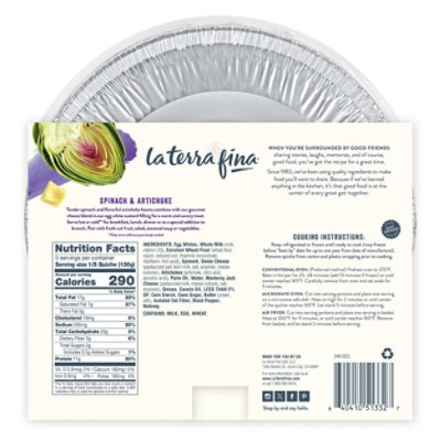 La Terra Fina Spinach And Artichoke Quiche - 23 Oz - Image 5