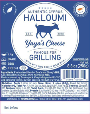 Yayas Halloumi Cheese - 0.50 Lb